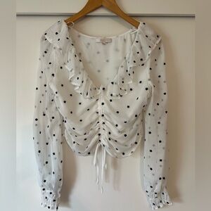 Wayf long sleeve black and white crop top - Small